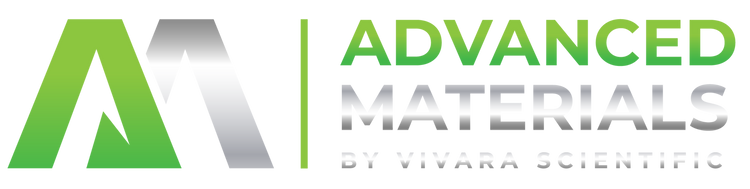 A centered logo on a plain white background reading 'ADVANCED MATERIALS BY VITARA SCIENTIFIC' with a stylized green and gray 'AM' mark.